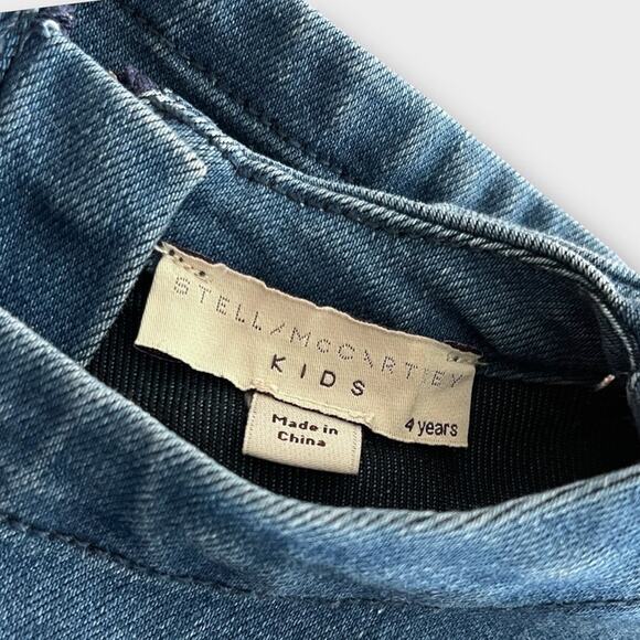 Stella McCartney Girls Denim Dress 4y w/ Fun Emoji Patches Designer - Picture 3 of 6